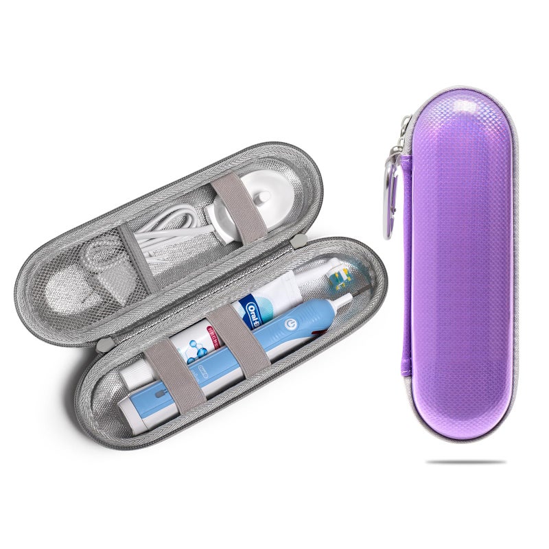 Nincha Hard Shell Durable EVA Electric Toothbrush Case - Purple - Bigger Size Fits All Powered Toothbrush Productscompatible with Oral-B iO/Pro/Smart Series, Philips Sonicare